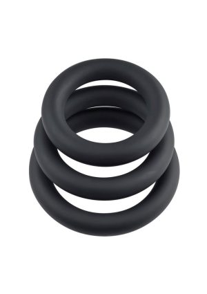 Selopas 3 Ring Circus Silicone Cock Ring - Black