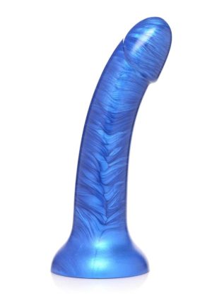 Simply Sweet Metallic Silicone Dildo 7in - Blue