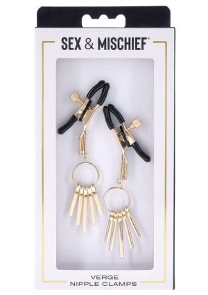 Sex and Mischief Verge Nipple Clamps - Gold/Black