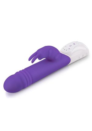 Rabbit Essentials Silicone Rechargeable G-Spot Thrusting Rabbit Vibrator - Purple