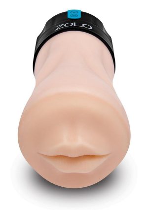 Zolo Gawk Gawk Rechargeable Silicone Vibrating Deep Throat Blowbot Masturbator - Vanilla/Black