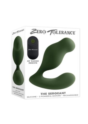 Zero Tolerance The Sergeant Rechargeable Silicone Prostate Vibrator with Remote - Green