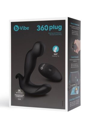 B-Vibe 360 Plug Rechargeable Silicone Rotating and Vibrating with Remote Anal Plug - Black