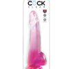 King Cock Clear Dildo with Balls 10in - Pink