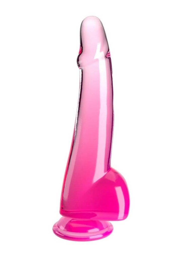 King Cock Clear Dildo with Balls 10in - Pink