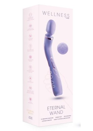 Wellness Eternal Wand Rechargeable Silicone Vibrating Wand with Remote - Lavender