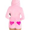 Leg Avenue Sweetheart Bear Velvet Zip Up Romper with Heart Accent - Medium - Pink