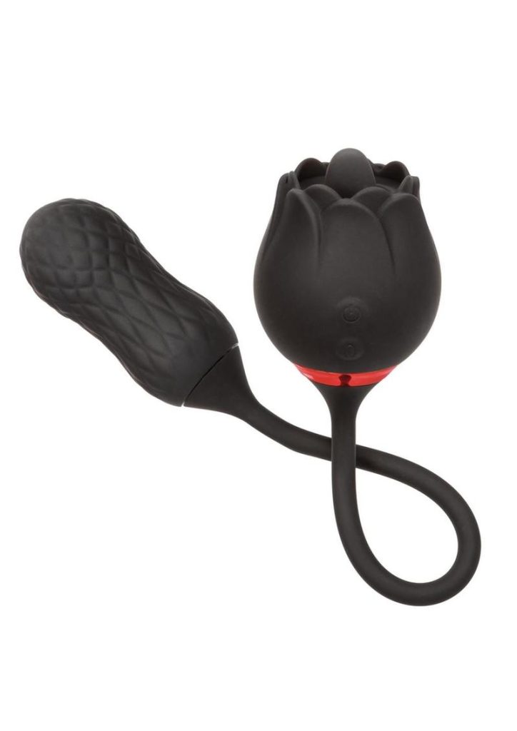 French Kiss Elite Siren Rechargeable Silicone Vibrator with Clitoral Stimulator - Black