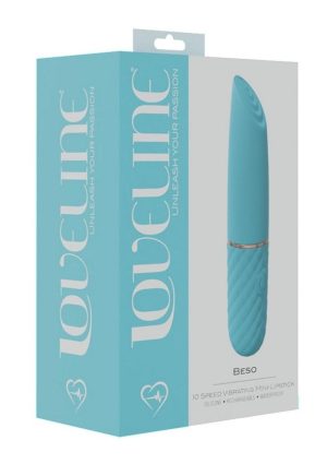 LoveLine Beso Silicone Rechargeable 10 Speed Mini Lipstick Vibrator - Blue