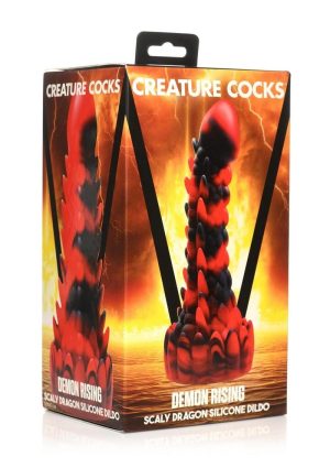 Creature Cocks Demon Rising Scaly Dragon Silicone Dildo - Red/Black