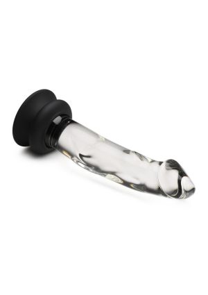 Pleasure Crystals Glass Dildo with Silicone Base 7.6in - Clear/Black