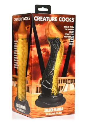 Creature Cocks Golden Mamba Silicone Dildo - Gold/Black