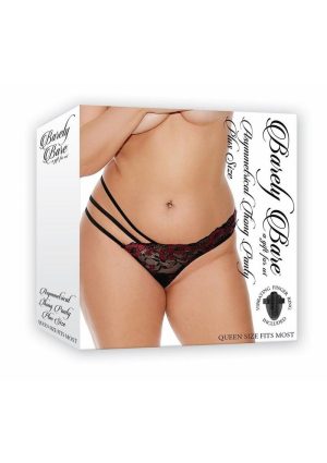 Barely Bare Asymmetrical Thong Panty - Plus Size - Black