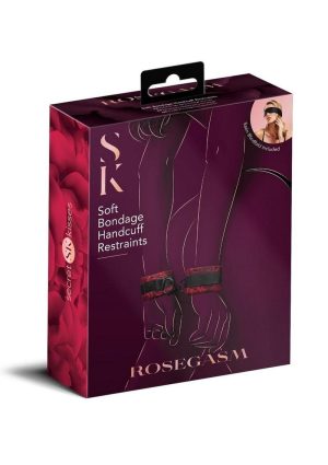 Secret Kisses Rosegasm Cuffs with Satin Blindfold - Red/Black