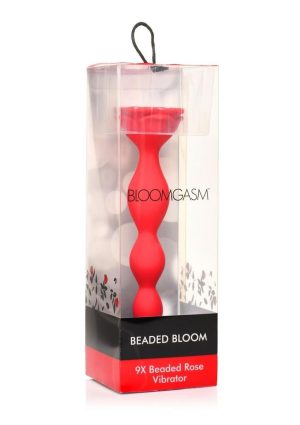 Bloomgasm Beaded Bloom 9X Rechargeable Silicone Beaded Rose Anal Vibrator - Red