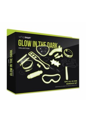 WhipSmart Glow in the Dark All in One Bondage Set (12 Piece) - Green