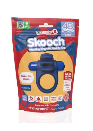 4B Skooch Vibrating Cock Ring with Clitoral Stimulator - Blueberry