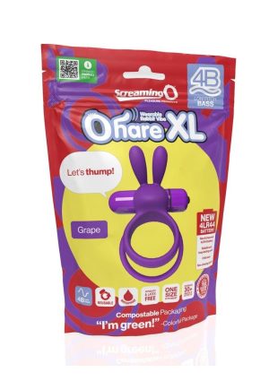 4B Ohare XL Rechargeable Silicone Rabbit Vibrating Cock Ring - Grape