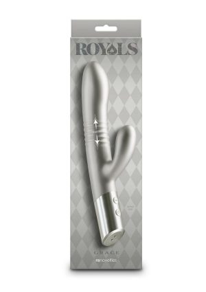 Royals Grace Rechargeable Silicone Rabbit Vibrator - Gray