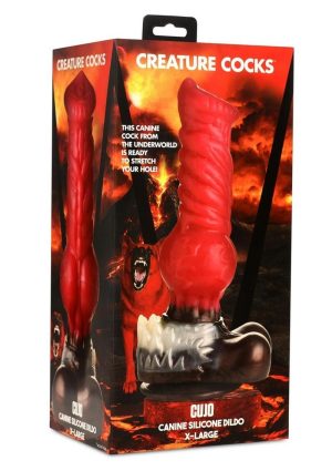 Creature Cocks Cujo Canine Silicone Dildo - XLarge - Red/Black