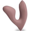 Desire Demure Rechargeable Silicone Wearable Dual Motor Vibrator with Clitoral Stimulator - Caramel