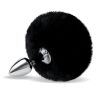 Whipsmart Fluffy Bunny Metal Plug with Tail 2.5in - Black