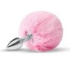 Whipsmart Fluffy Bunny Metal Plug with Tail 2.5in - Pink
