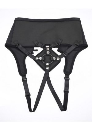 High Waisted Corset Strap-On - Black