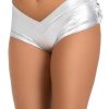 Leg Avenue Lame Ruffle Back Shorts - Medium - Silver