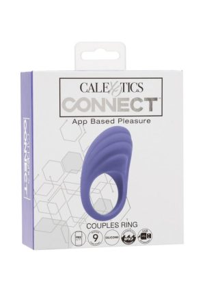 CalExotics Connect Couples Ring Rechargeable Silicone App Compatible Cock Ring with Remote - Purple