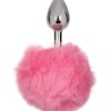 Running Wild Faux Fur Bunny Tail and Metallic Anal Plug - Pink