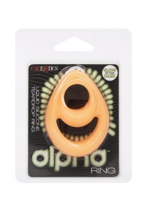 Alpha Glow in the Dark Liquid Silicone Teardrop Dual Ring - Orange