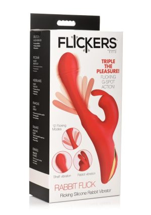 Inmi Rabbit Flick Flicking Silicone Rabbit Vibrator - Red