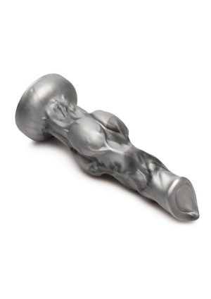 Night Prowler Silicone Dildo - Medium - Silver/Black