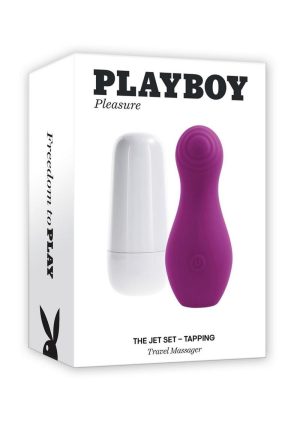 Playboy The Jet Set Tapping Rechargeable Silicone Clitoral Stimulator - White/Purple