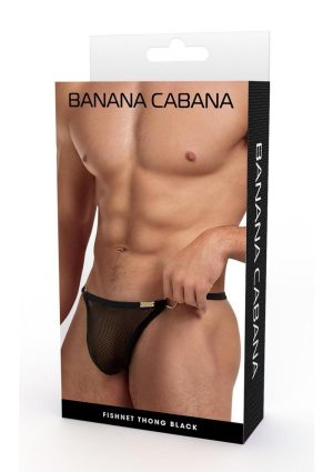 Banana Cabana Mesh G-String - Medium/Large - Black