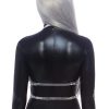 Leg Avenue Iridescent Studded Vinyl Body Harness - OS - Silver
