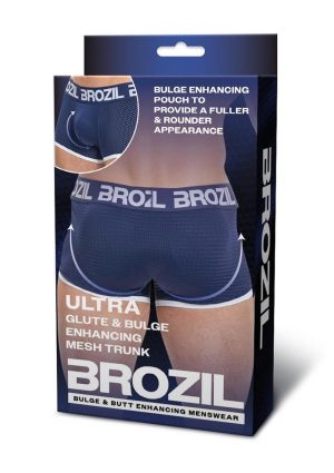 Brozil Ultra Glute and Bulge Enhancing Mesh Trunk - Large/XLarge - Navy Blue