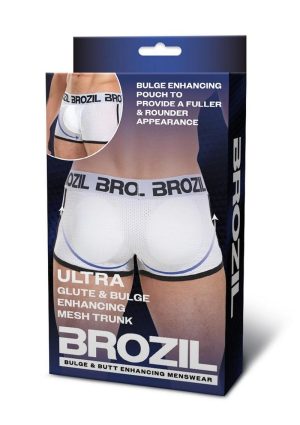 Brozil Ultra Glute and Bulge Enhancing Mesh Trunk - Small/Medium - White