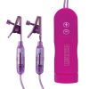 Lux Fetish Remote Control Vibrating Nipple Clips - Purple