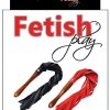 Fetish Play Wooden Handle Flogger Vegan Leather - Red