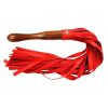 Fetish Play Wooden Handle Flogger Vegan Leather - Red