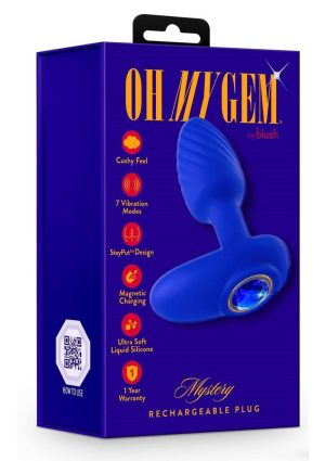 Oh My Gem Mystery Rechargeable Silicone Anal Plug - Sapphire Blue