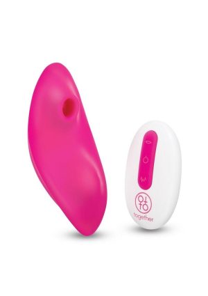 Together Toys Suck n` Go Rechargeable Silicone Clitoral Stimulator with Remote - Pink/White