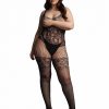 Le Desir Lace and Fishnet Bodystocking - Queen - Black