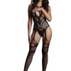 Le Desir Suspender Bodystocking - OS - Black