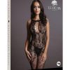 Le Desir Criss Cross Neck Bodystocking - O/S - Black