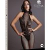 Le Desir Fishnet and Lace Bodystocking - O/S - Black