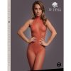 Le Desir Fishnet and Lace Bodystocking - O/S - Sunset Glow Orange
