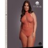 Le Desir Fishnet Lace Bodystocking - Queen - Sunset Glow Orange